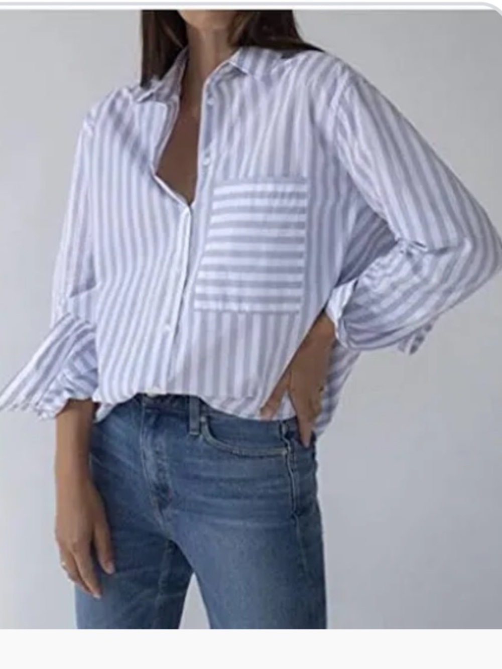 AYR Lavender & White Striped Button Down, medium